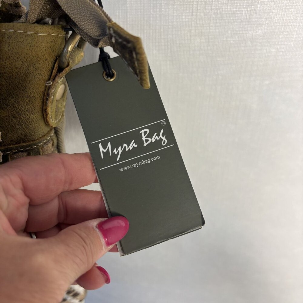 Vintage N Vogue Myra Bag Ratel Shoulder Bag Eco-Friendly Upcycled Brown/White - Picture 3 of 15